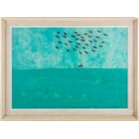 Manner of Milton Avery (1885-1965) American, 'Birds in Sky', mixed media, 37 cm x 53 cm, glazed in a