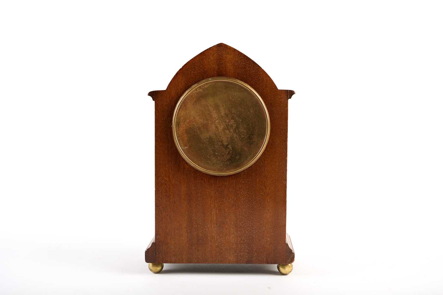 An Edwardian mahogany and inlaid mantel clock, with french eight day movement, the enamel dial - Image 6 of 10