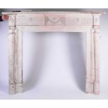 A large Georgian style painted pine fire surround of Neoclassical design in the manner of Robert