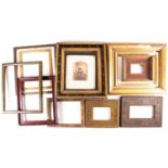 A collection of eleven assorted antique frames, mostly European 19th century and later. The largest: