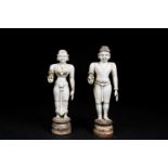 An early pair of Indian ivory figures of Shiva and Parvati, 17th/18th century, each with right