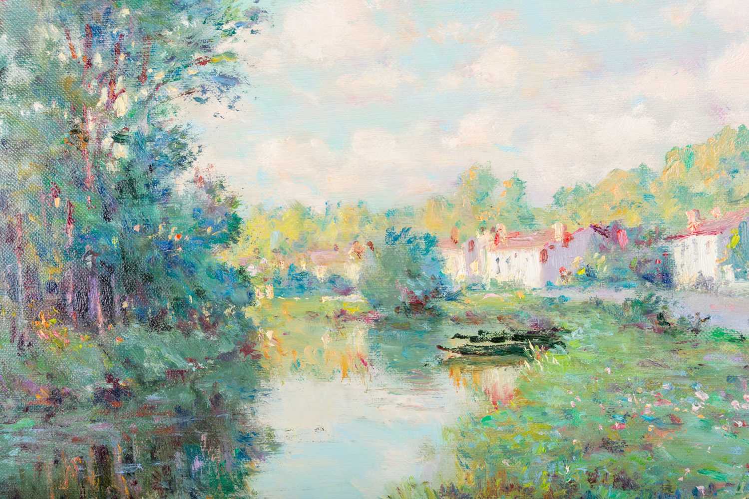 Jean Kevorkian (b.1933) French, 'Coulon', an impressionist style view of a river on a summer's - Image 3 of 4