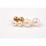 A pair of reversable pearl and gold stud earrings (to wear either way), together with a pair of