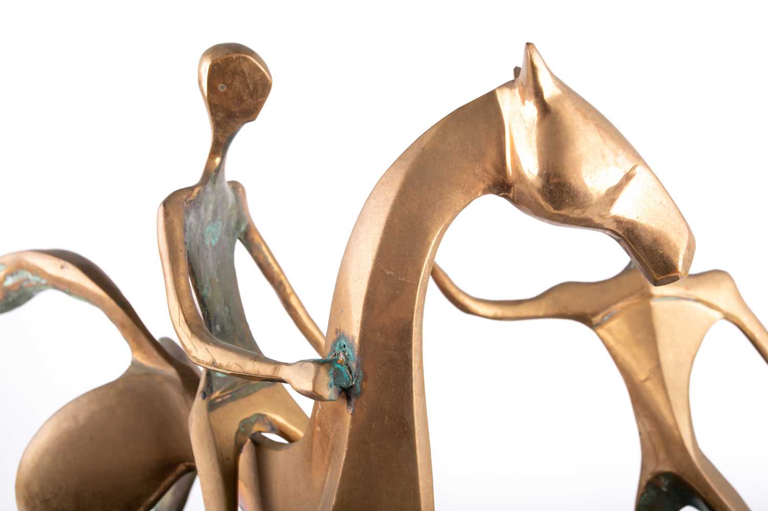 Attributed to John Mulvey (b.1939) British, a modernist mid-century style bronze sculpture depicting - Image 6 of 12