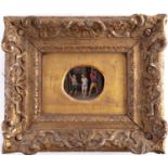 An early 19th century oval oil on copper painting, depicting the Flagellation of Christ, 7.5 cm x