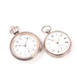 A Victorian Lancashire Watch Co silver open face pocket watch, the white enamel dial with black