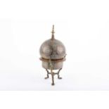 A mid 19th century Moroccan copper incense burner, of domed architectural/mosque form with moon
