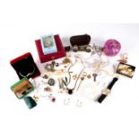 A group of costume jewellery items, to include various necklaces, brooches, bracelets, a ladies