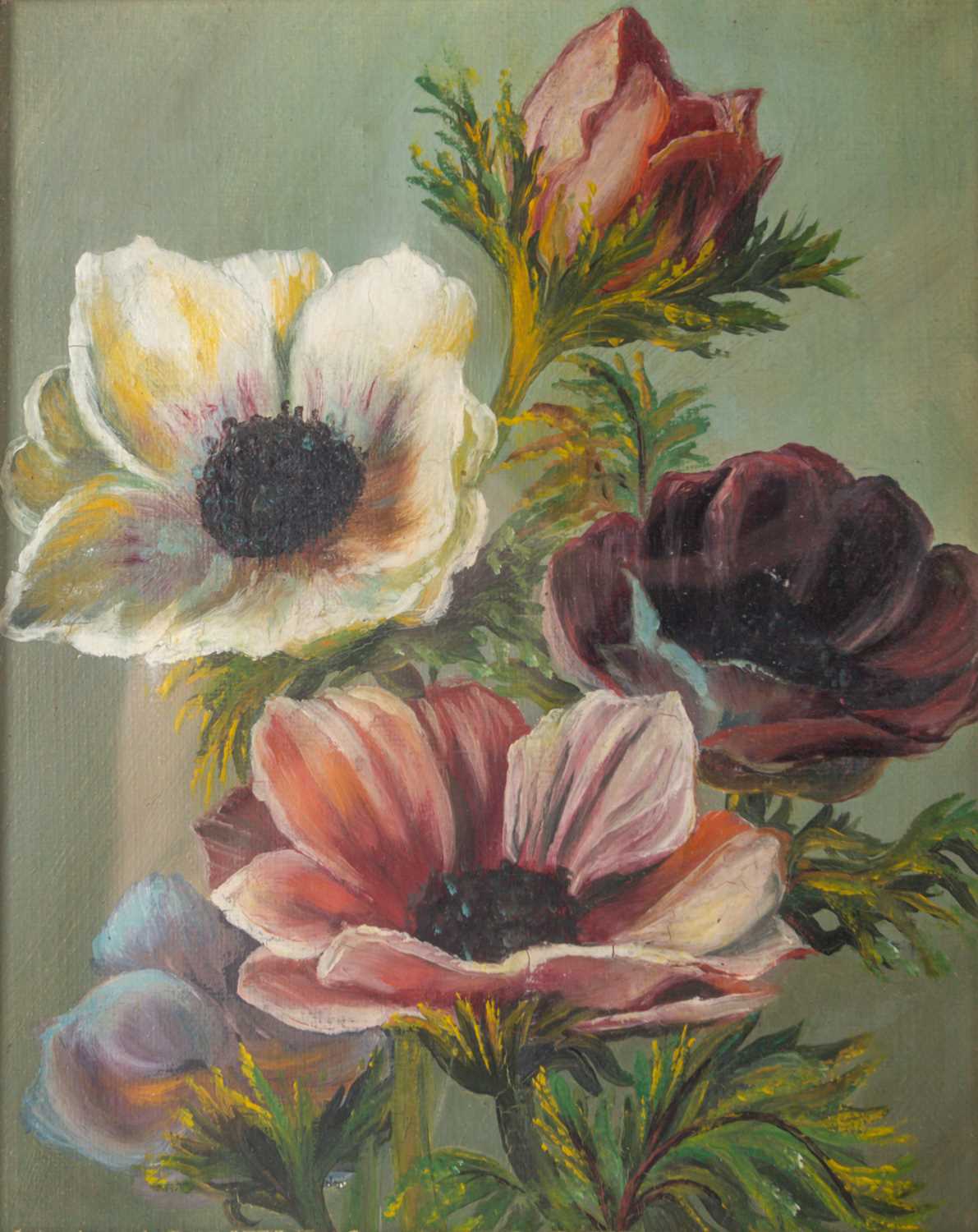 19th English school, a pair of floral studies, oil on canvas, unsigned, mounted in gilt moulded - Image 3 of 4