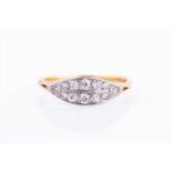 An 18ct yellow gold and diamond ringthe navette-shaped mount pave-set with round brilliant-cut