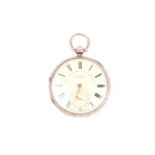 A Victorian silver open face pocket watch by John Forrest of London, hallmarked Chester 1900, the
