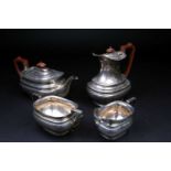 A George VI silver four-piece tea set, Sheffield 1946 by Roberts & Belk, comprising teapot, hot