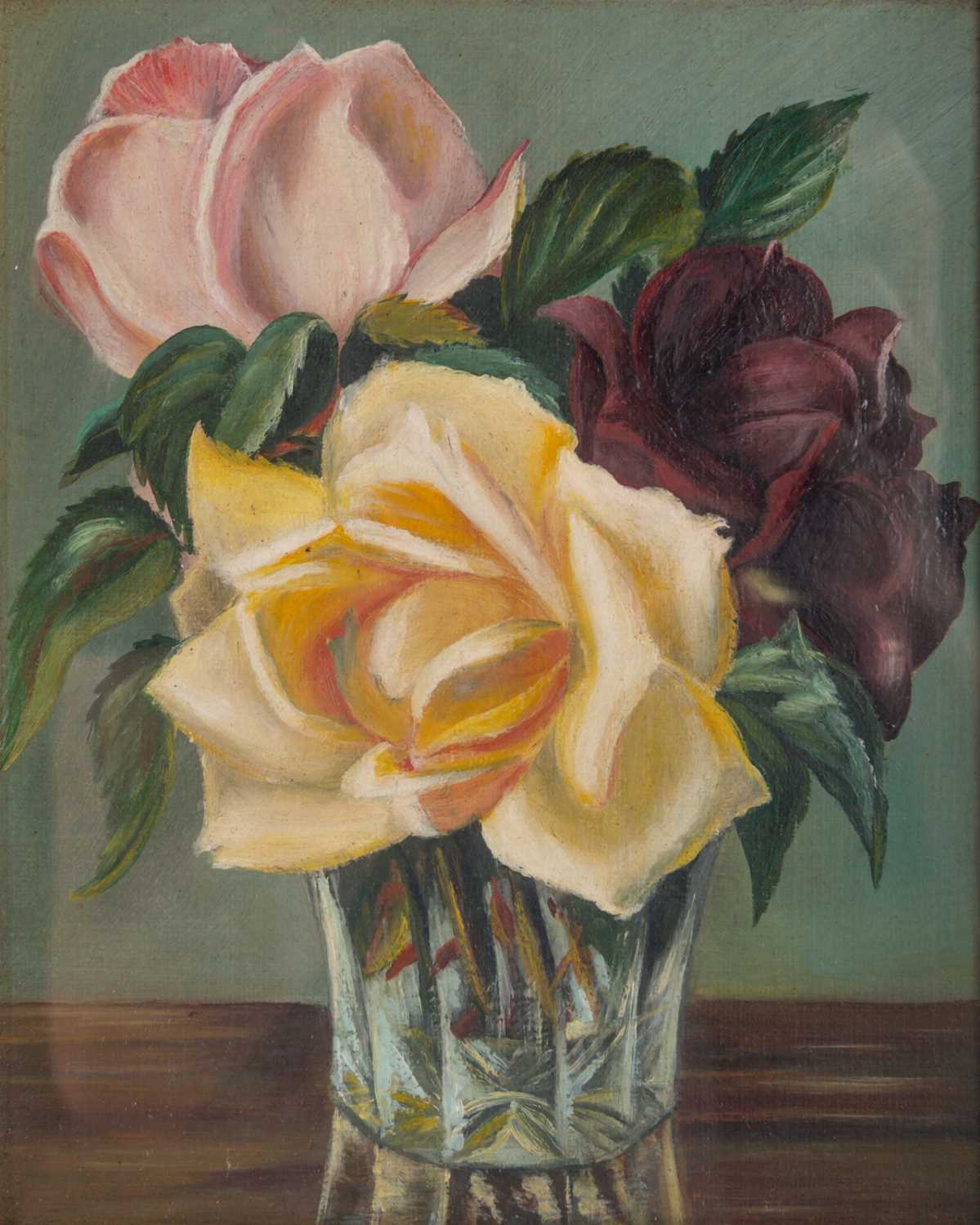 19th English school, a pair of floral studies, oil on canvas, unsigned, mounted in gilt moulded - Image 4 of 4