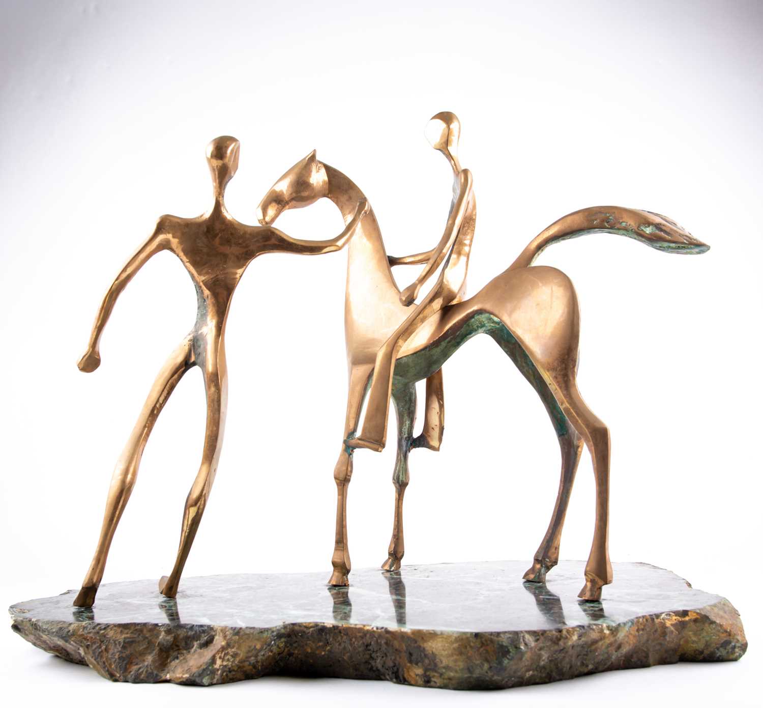 Attributed to John Mulvey (b.1939) British, a modernist mid-century style bronze sculpture depicting - Image 11 of 12