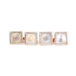 A pair of 9ct rose gold and mother-of-pearl cufflinks, of matched square design, 5.6 grams.