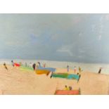 Oil painting by Suffolk artist Sarah Muir Poland - 'Walberswick Beach - looking forward to summer
