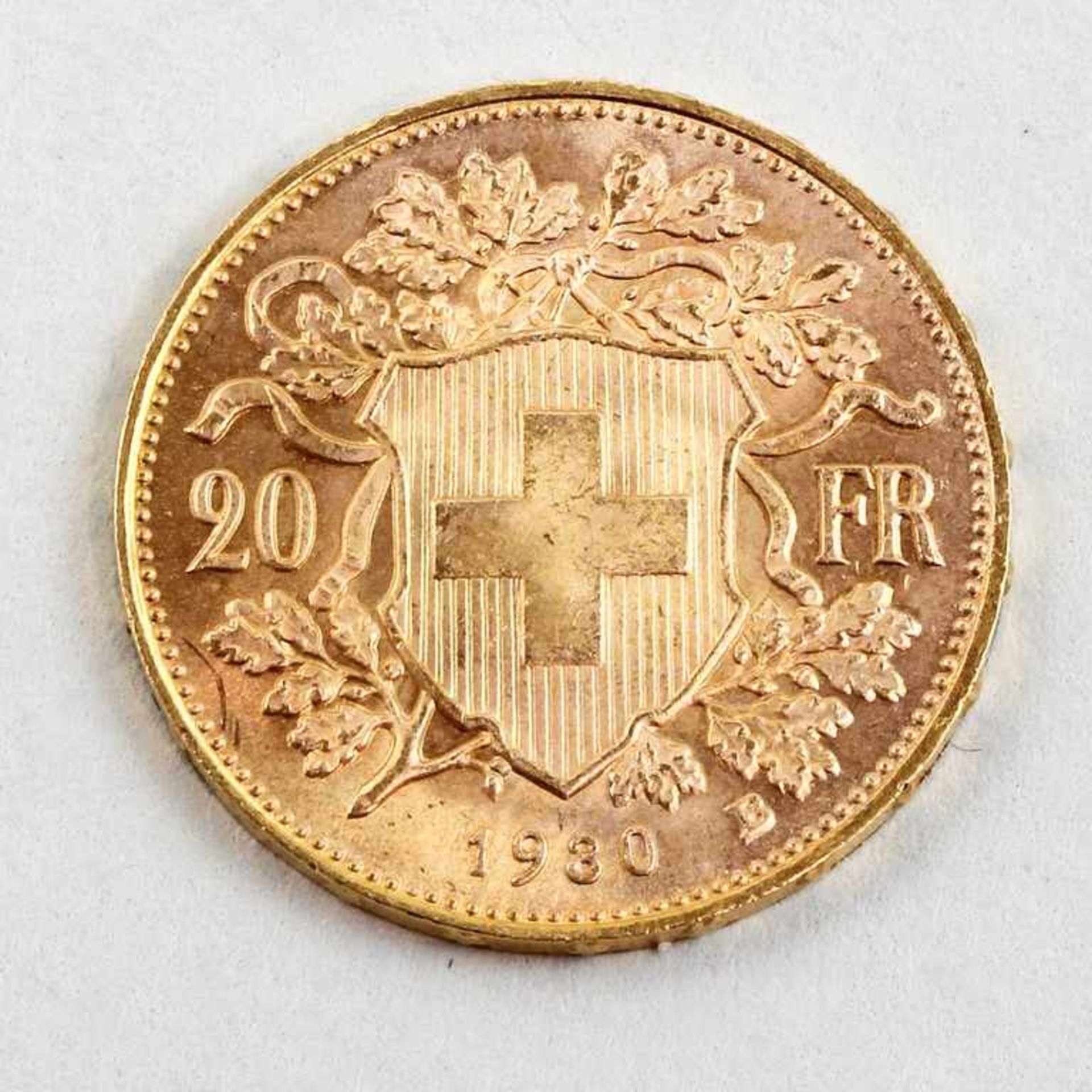Schweiz, 20 Franken Helvetia, 1930 B. - Bild 2 aus 2