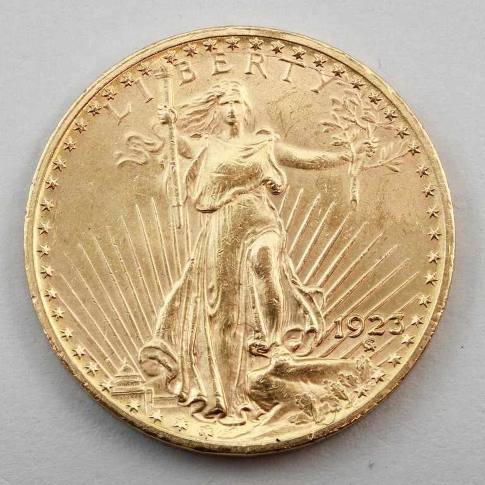 Goldmünze, USA 20 Dollar 1923 St. Gaudens.< - Bild 2 aus 2