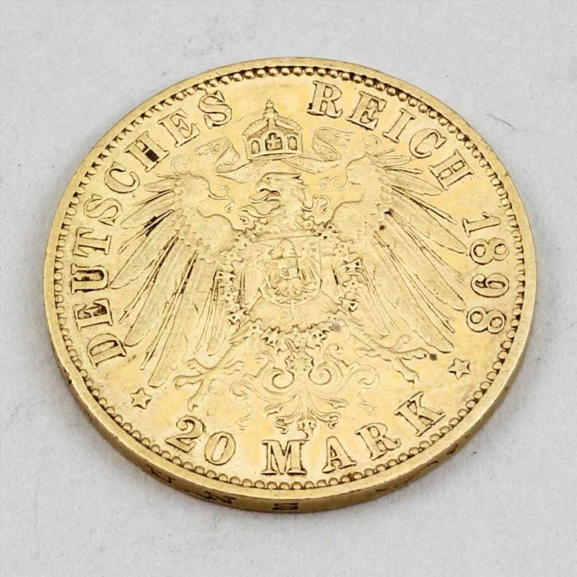 Goldmünze Deutsches Reich, Wilhelm II, 20 Mark, 1898 A.< - Bild 2 aus 2