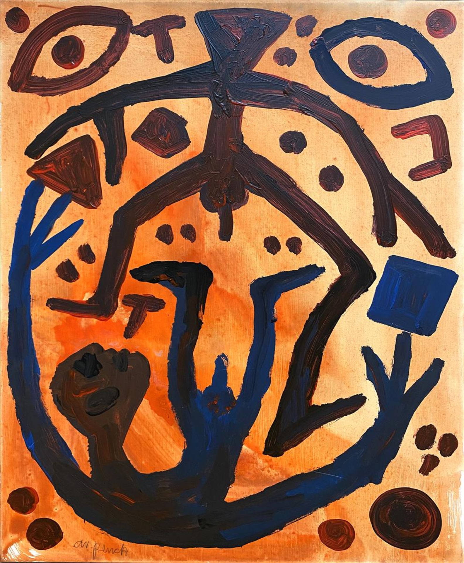 Penck, A.R., Ralf Winkler (1939 Dresden - Zürich 2017)"Kraftfeld Blick", so verso auf Ga