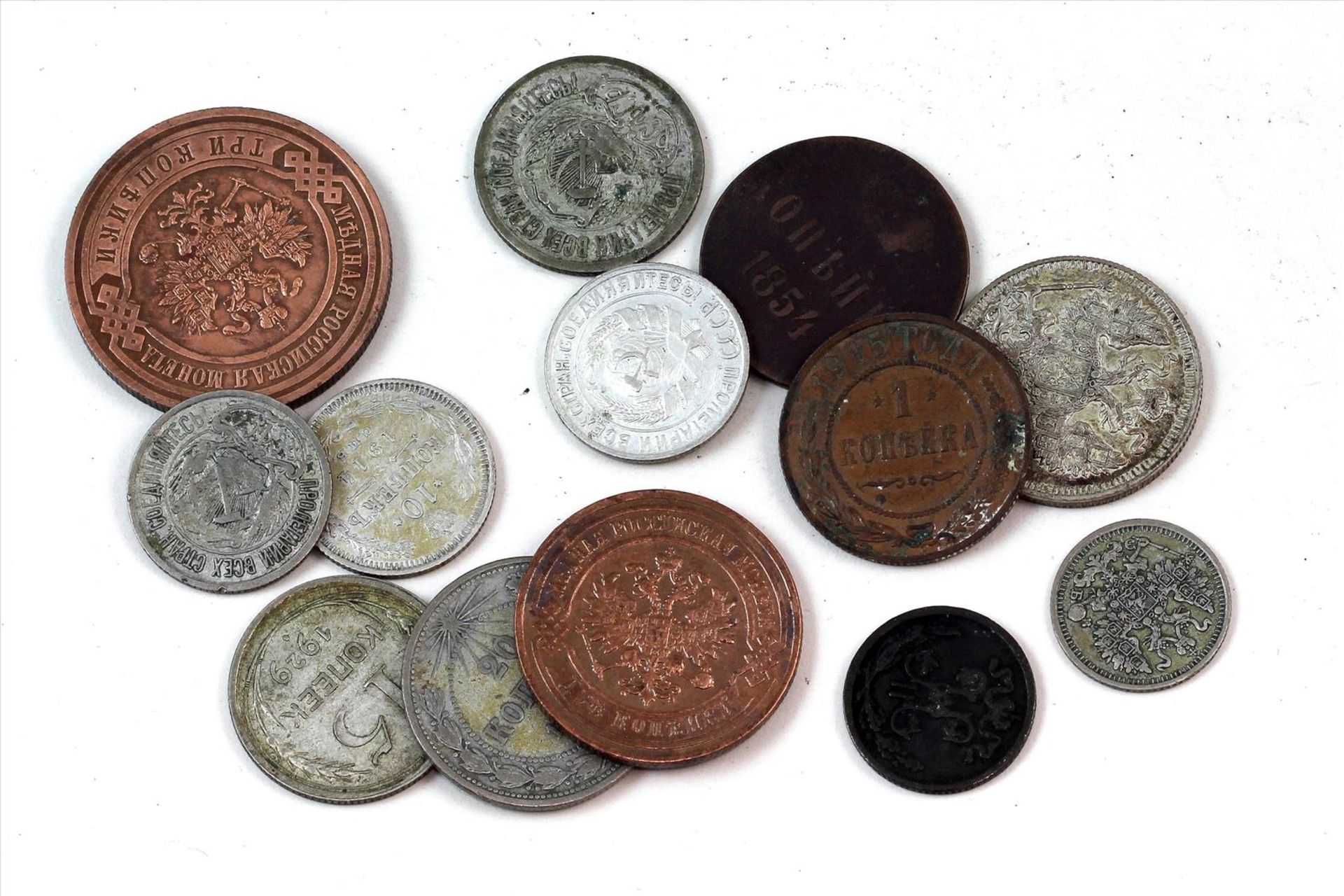 13 Münzen 19./20. Jh., Russland und Sowjetunion.