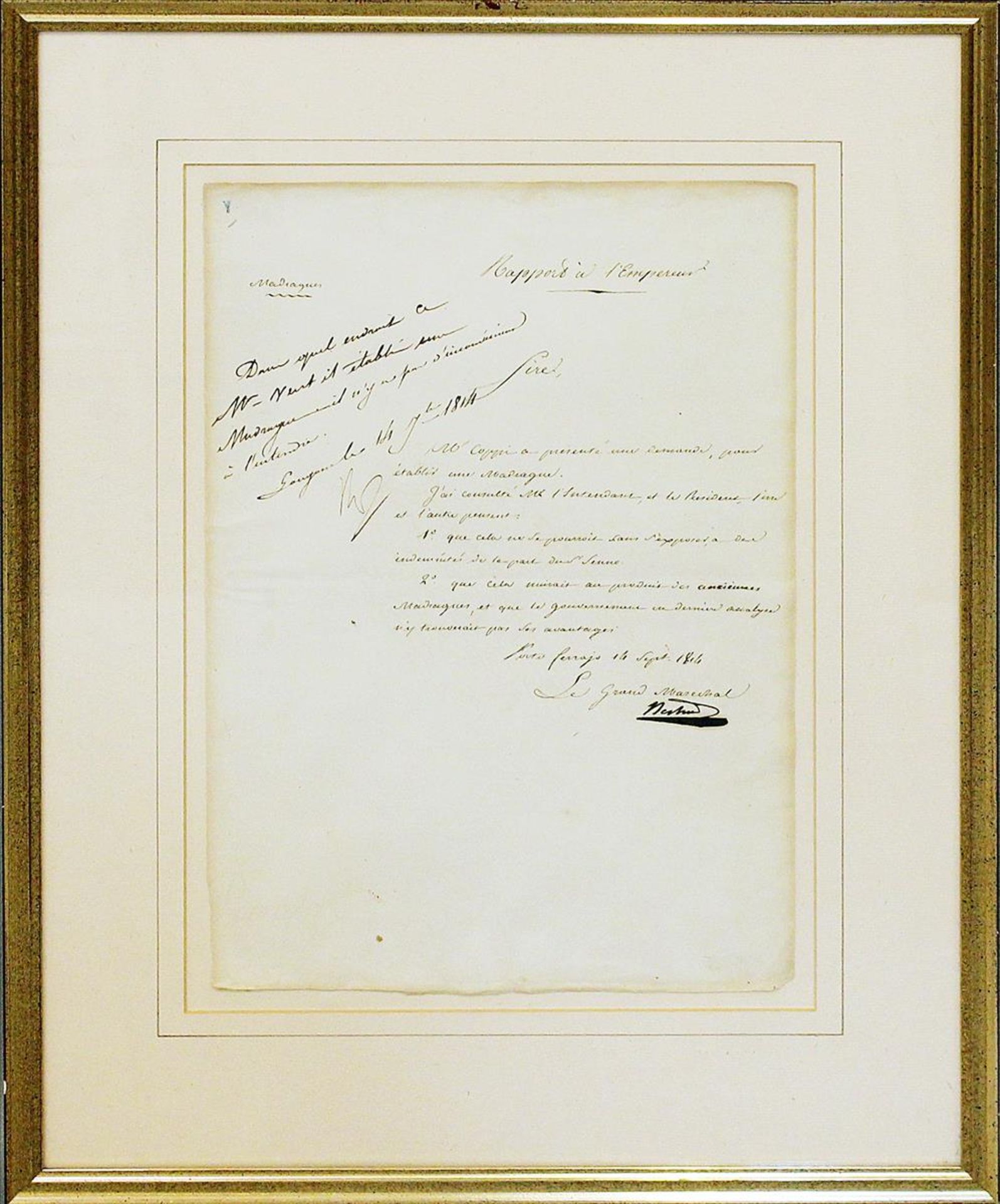 Eigenhändiger Brief des preußischen Generals Henri-Gatien, Comte Bertrand (1773 Châteauroux, - Bild 2 aus 3