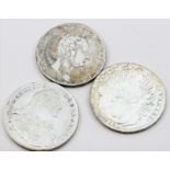 Bayern, verschiedene Regenten, drei Silbermünzen:Madonnentaler von 1760 und 1780 sowie Kronentaler