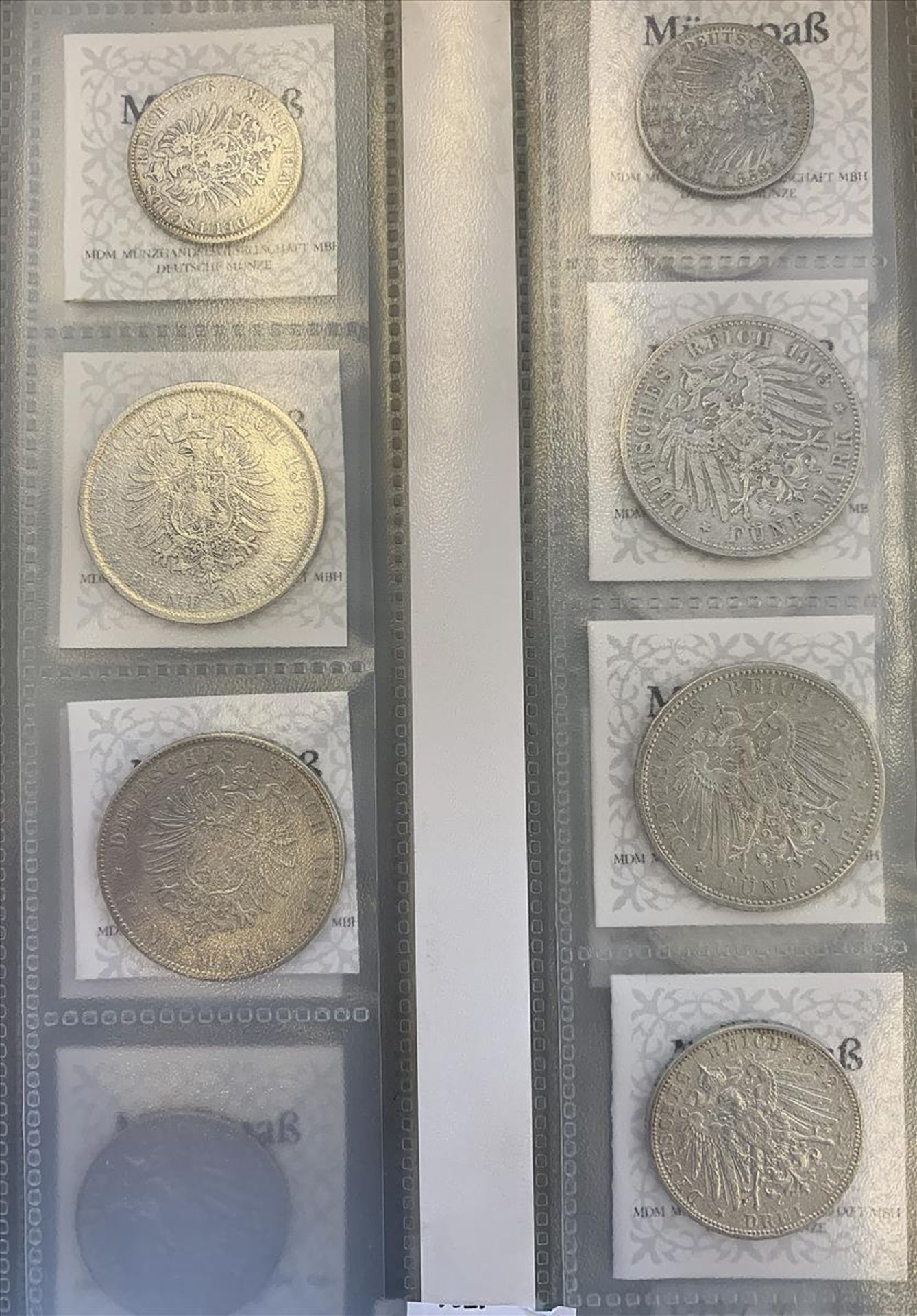 Bayern, Ludwig II. und Otto, Sammlung von sieben Silbermünzen:2 Mark 1876 und 1899, 3 Mark 1912