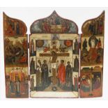 Triptychon (Russland, 18. Jh.)Verschiedene Szenen aus dem Leben Christi, zentrale Darstellung mit