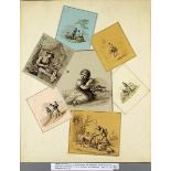 Quodlibet aus sieben Zeichnungen (Holland, um 1840)Verschiedene Genreszenen aus dem kindlichen und