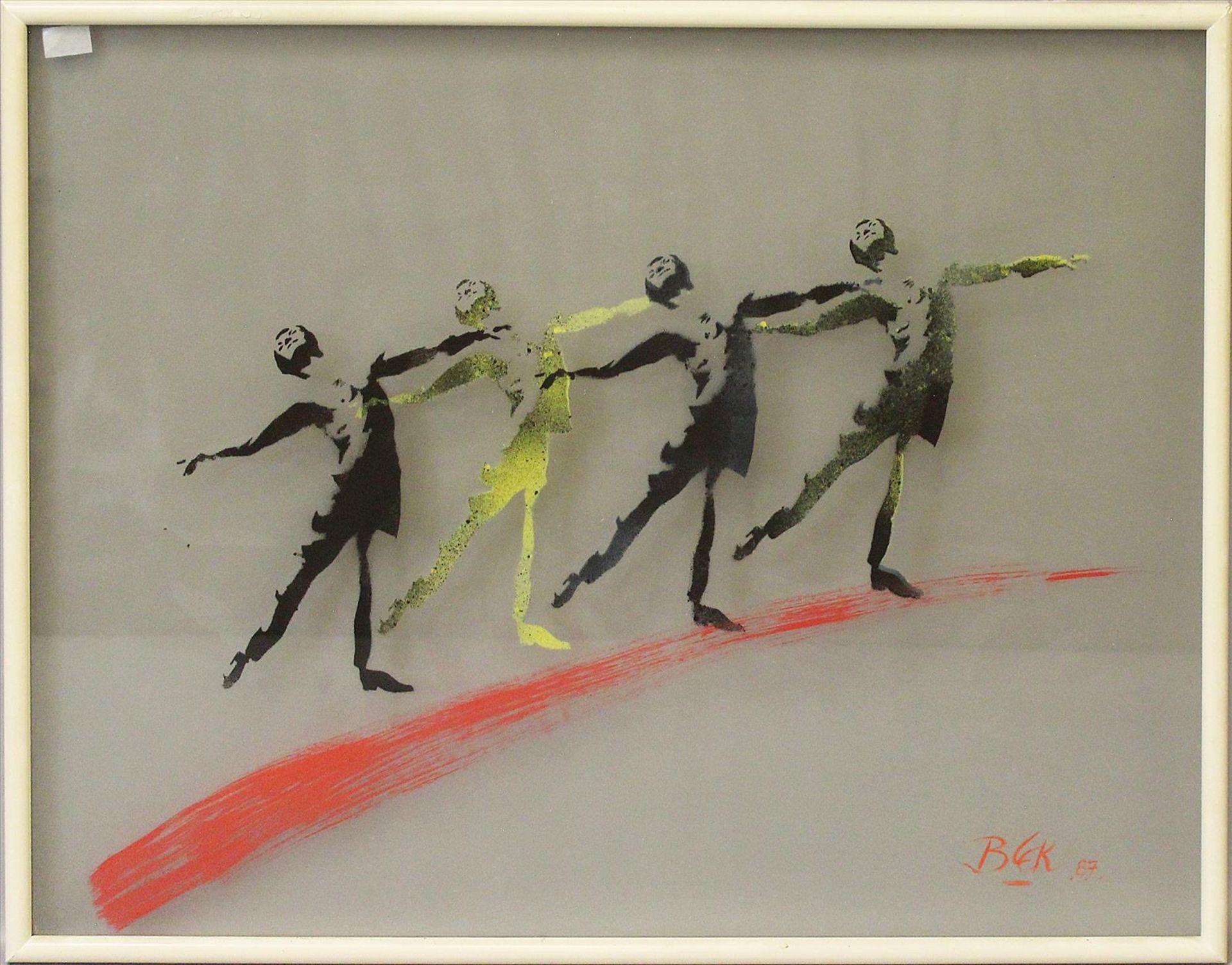 Blek le Rat (geb. 1952 Boulogne-Billancourt)Vier Tänzerinnen. Acryl und Stencil (Schablone) auf