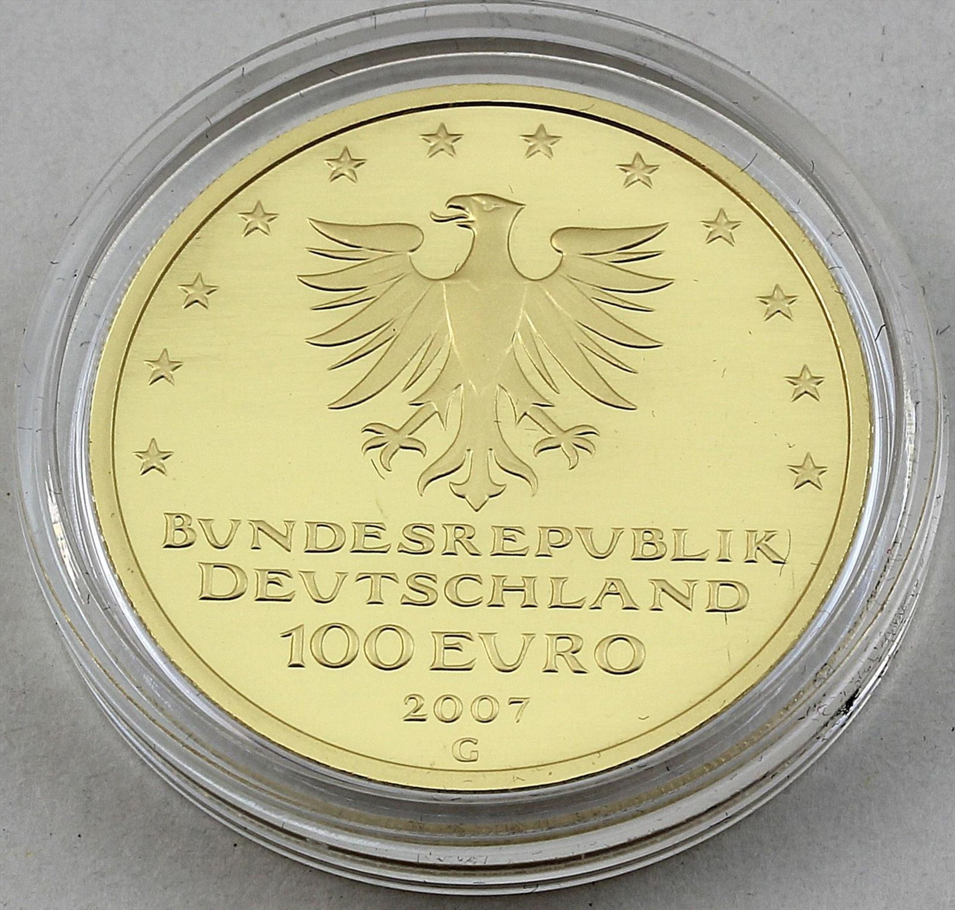 BRD, 100 Euro 2007 "UNESCO Welterbe Hansestadt Lübeck".999,9/1000 GG, 15,55 g. stgl. in Münzkapsel