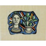 Léger, Fernand (1881 Argentar- Paris 1955)"Tête et cactus". Farbserigraphie/Arches (Altersspuren,