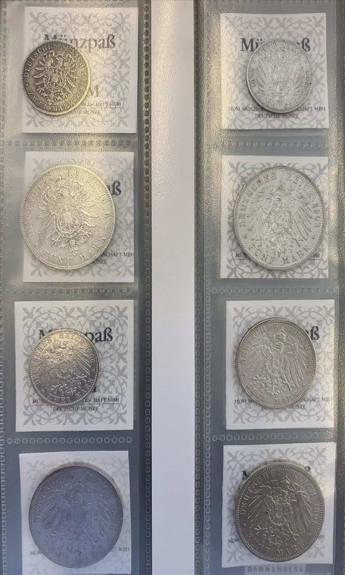Baden, Friedrich I. und II., Sammlung von acht Silbermünzen:2 Mark 1876, 1900 und 1902, 3 Mark