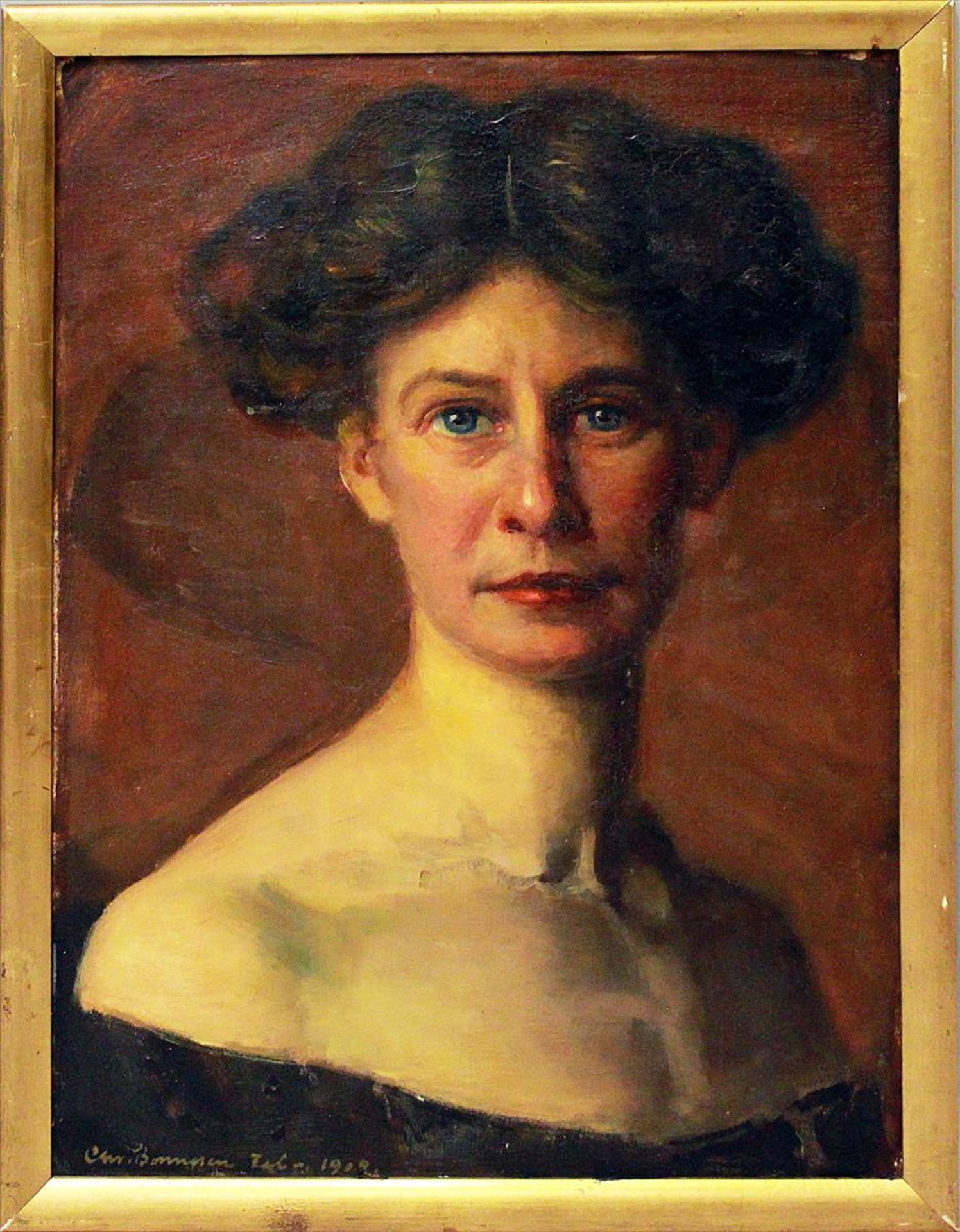 Bonnesen, Christian (1870 Dänemark 1936)Damenbildnis. Öl/Lwd./Platte (Alterspuren), li. u. sign. und