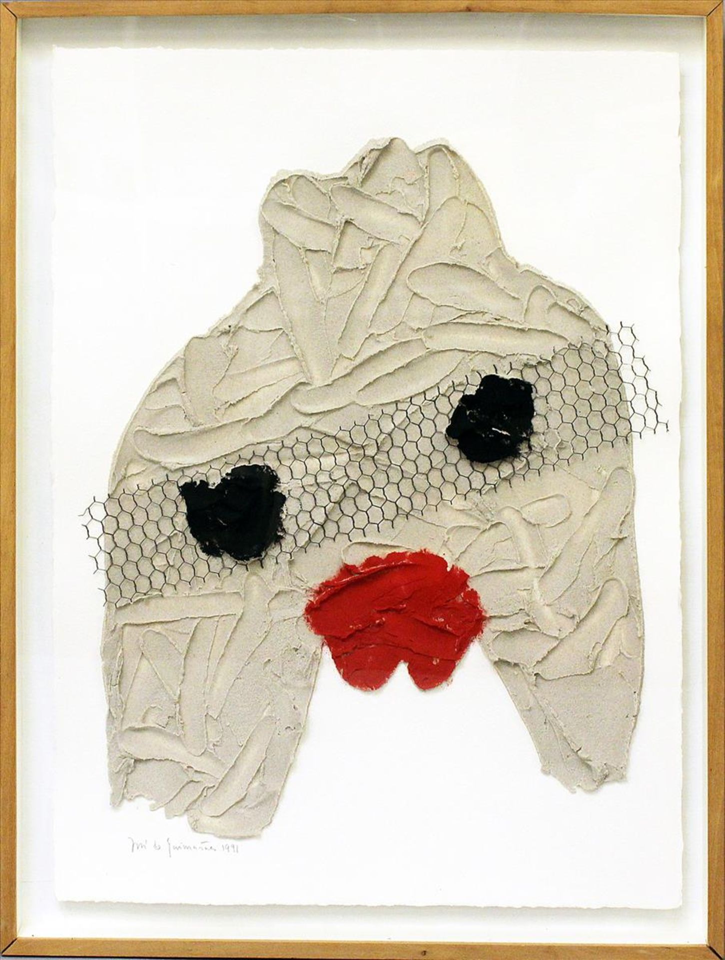 Guimaraes, José de (geb. 1938 Guimaraes/Portugal)Abstraktes Gesicht. Mischtechnik aus übermaltem