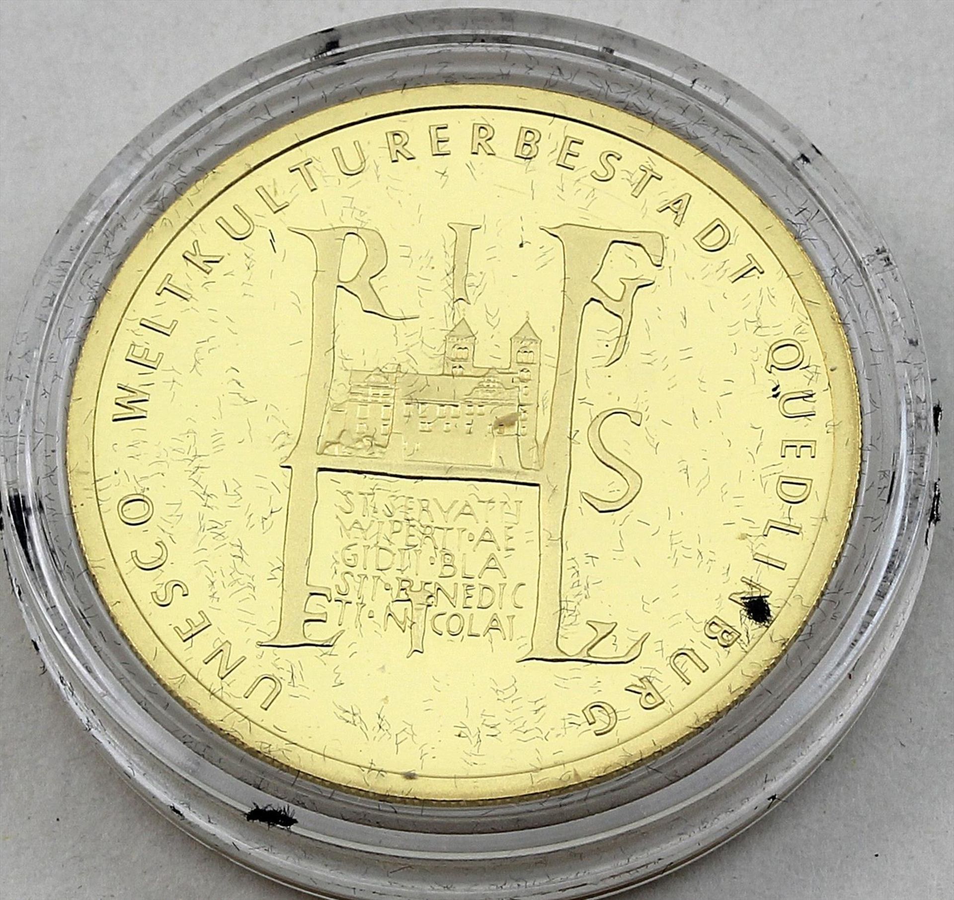 BRD, 100 Euro 2003 "UNESCO Weltkulturerbestadt Quedlinburg".999,9/1000 GG, 15,55 g. stgl. in - Bild 2 aus 2