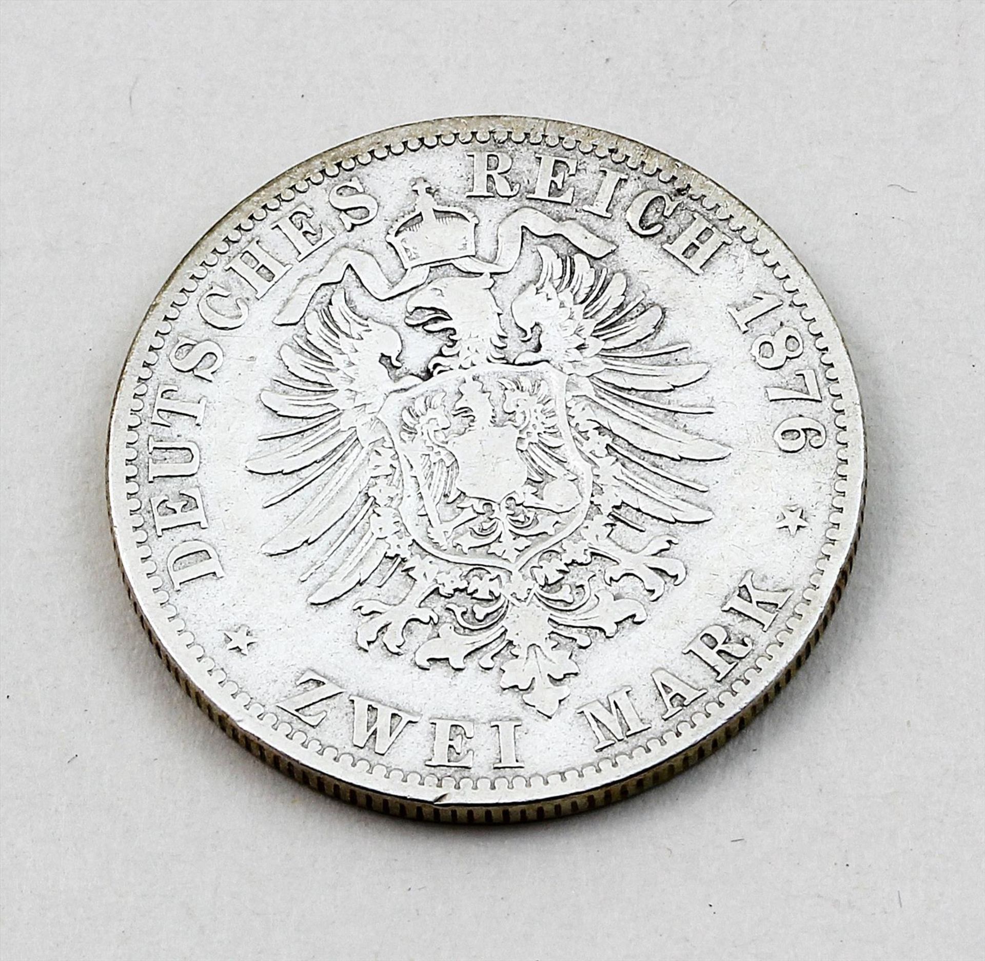 Mecklenburg-Schwerin, Friedrich Franz II., 2 Mark 1876.s-ss. Jaeger Nr. 84. - Bild 2 aus 2