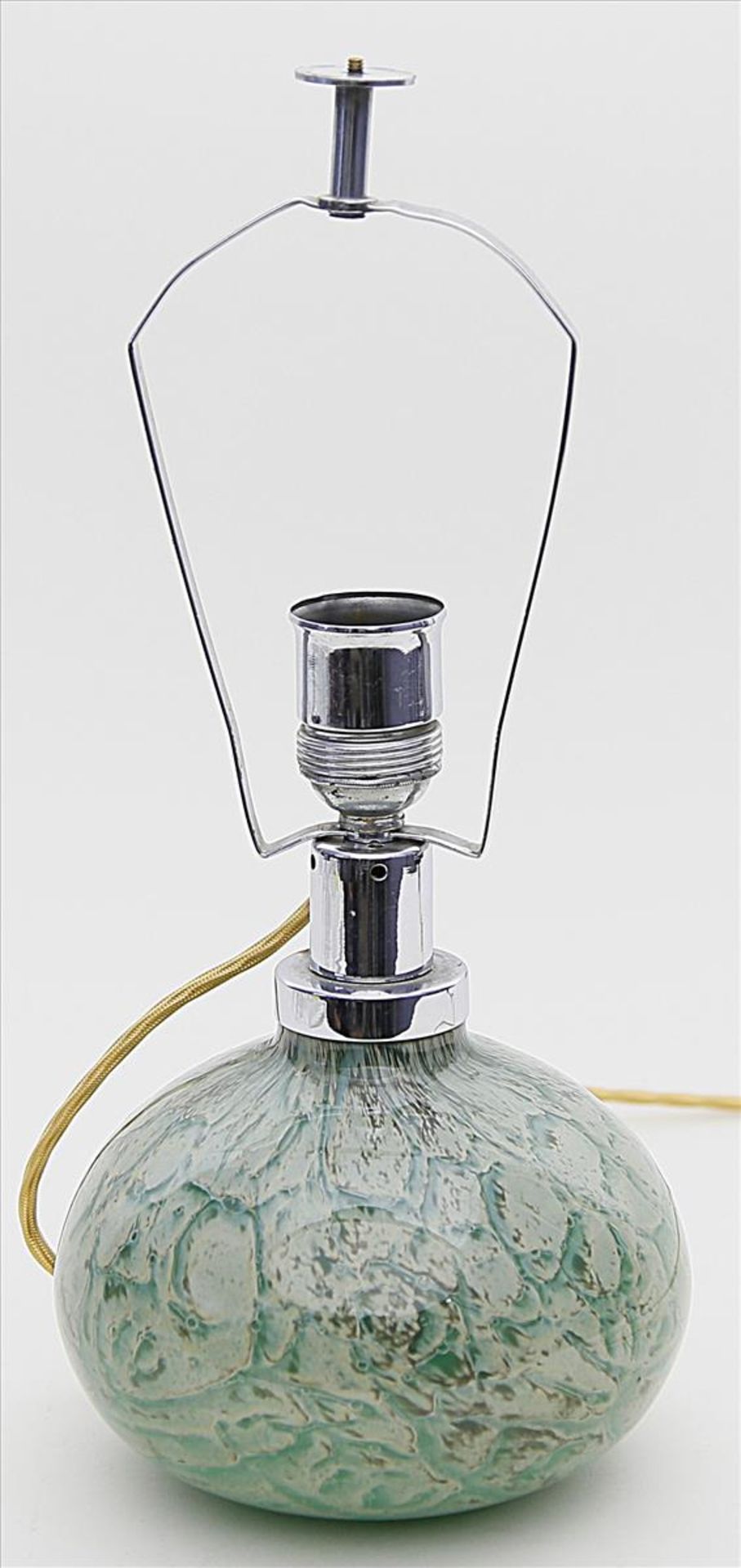 Tischlampe, WMF Ikora,ein- bzw. zweiflammig (innen). Farbloses Glas mit grünem Innenüberfang,
