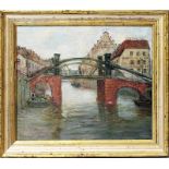 Albrecht, Hermann (geb. 1871 Berlin)"Alt - Berlin - Jungfernbrücke (1929)", so verso betitelt. Öl/