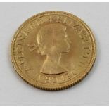 Goldmünze, England, Elisabeth II, 1 Sovereign, 1964.916/000 GG, 7,99 g. ss.