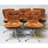 Satz von fünf Vintage-Stühlen.Sitzschale (drehbar) mit hellbrauner Original-Polsterung,