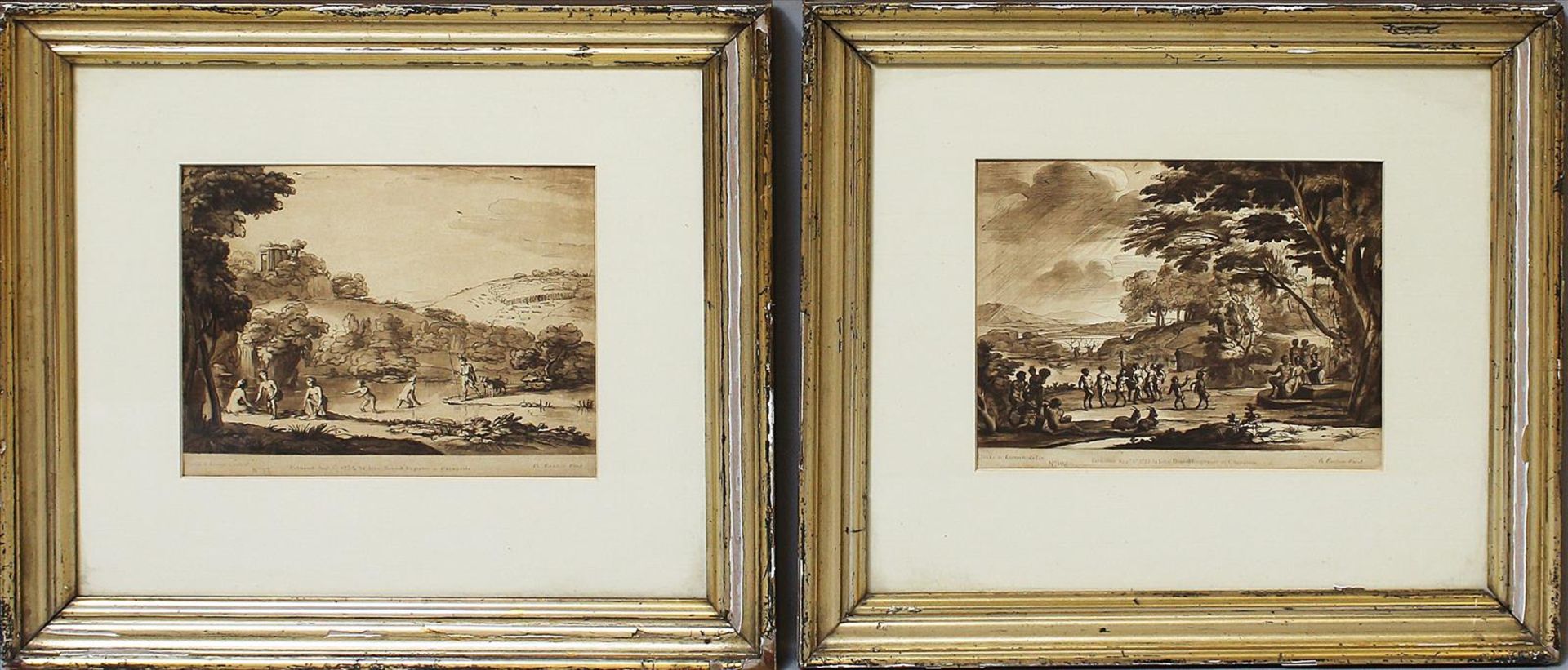 Earlom, Richard (1743 London 1822)Zwei Landschaftsarbeiten nach C. Lorrain. Wohl