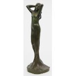 Caussée, Julien (1869 Frankreich 1909)Nymphe. Grün-braun patinierte Bronze, sign. Wohl Guss zu