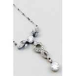 Jugendstil-Diamant-Collier.GG und Platin, Kette aus Silber, brutto 3,7 g. Floral durchbrochen