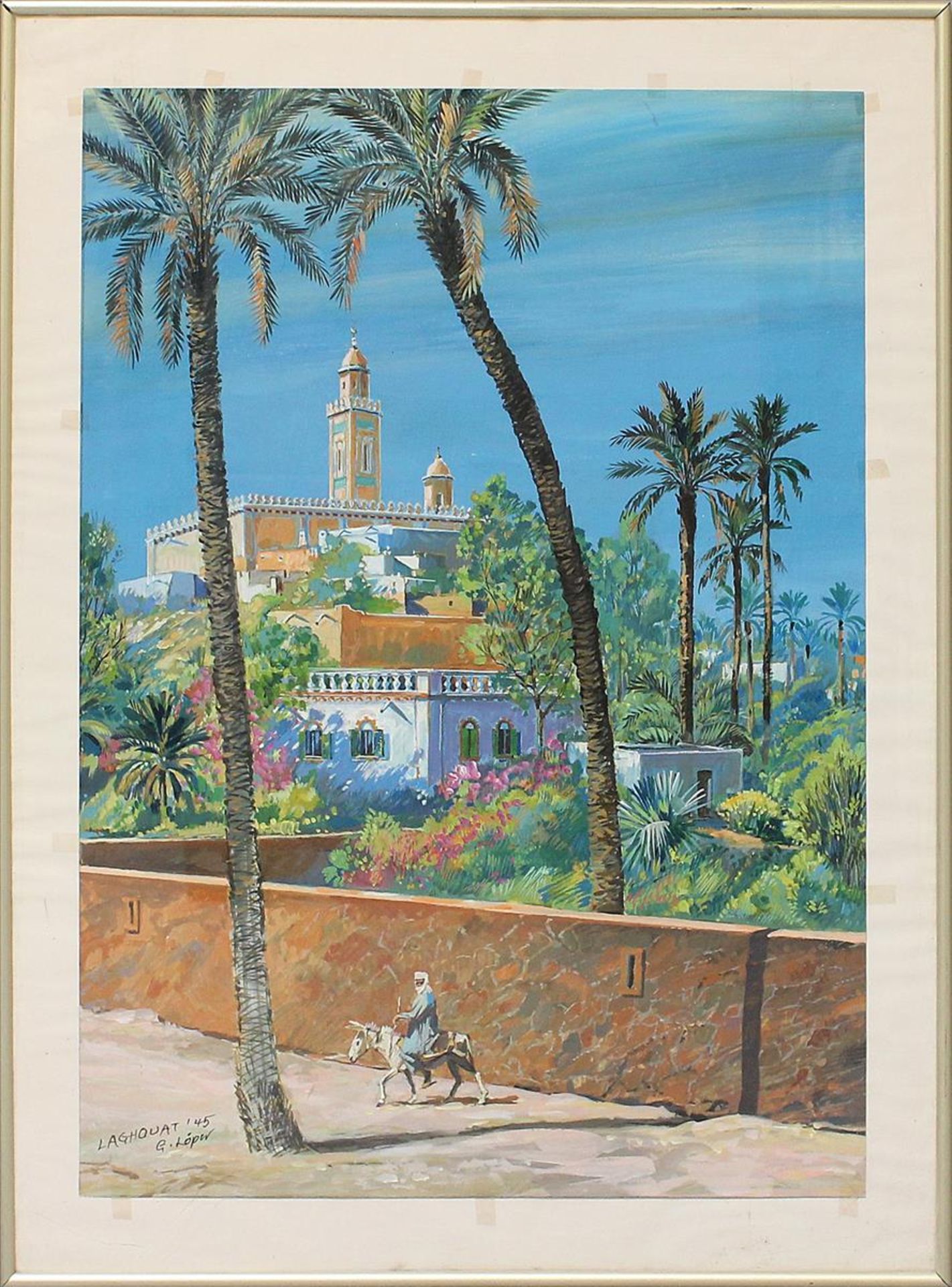 Loper, Gunther (1916 - 1993)Ansicht aus Langhouat in Algerien. Gouache/Papier, li. u. sign. und dat.