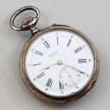 Kaiser Wilhelm II., Geschenktaschenuhr "Efco Longines".800/000 Silbergehäuse mit rot vergoldetem