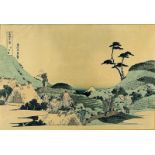 Vier japanische Farbholzschnitte (19. Jh.)Landschaften. Dabei Katsushika Kokusai (1760-1849).