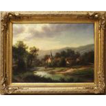 Harke, Emil (1837 Berlin - Kassel 1881)"Dorf Speichershausen in...", so auf Etikett des