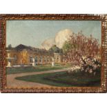 Liedtke, Alfred (1877 Potsdam - Laon 1914)Blick in den Schlosspark von Sanssouci. Öl/Lwd., re. u.